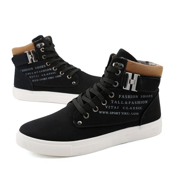 

trendy comfortable men's vulcanized shoes spring and autumn men's shoes warm casual casual wild sports, Black