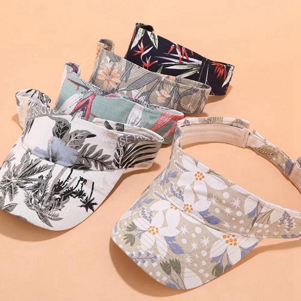 

women summer hats 2019 adjustable sport headband classic sun sports visor hat cap outdoors golf printing flower colors, Blue;gray