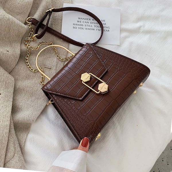 

stone pattern pu leather crossbody bags for women 2019 small totes with metal handle lady shoulder messenger bag handbags