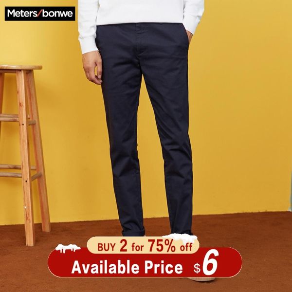 

metersbonwe мужские брюки 2019 весна осень wild slim fit chinos мужской моды марка брюки, Black