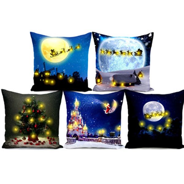 

short plush lantern christmas pillow (without pillow) pillowcase sofa cushion cover creative printing plush pillowcase holiday gift
