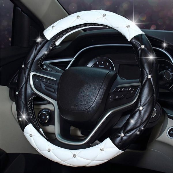 

car steering wheel cover,universal pu leather cystal diamond steering wheel cover four seasons cover for women girl