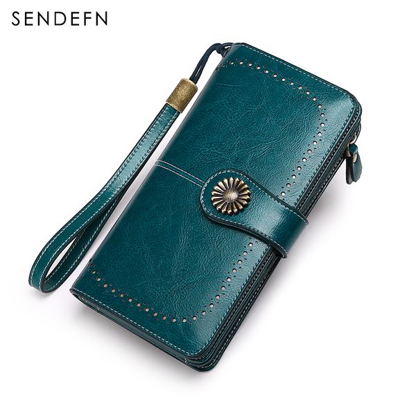 

sendefn women clutch new wallet split leather female long wallet women zipper purse strap coin purse for iphone 7 5162s2-8, Red;black