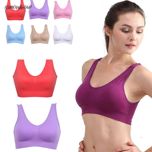 

girls women padded seamless bra wireless vest non-convertible straps rimless bras plus size drop shipping good quality, Red;black