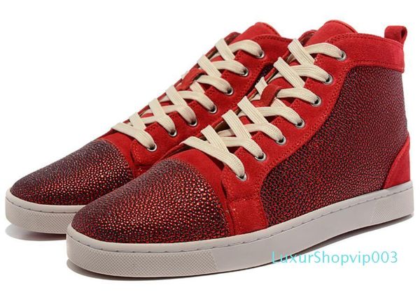 

new men shoes women's shoes platform leisure shoe fashion designer leather louisfalt spikes red rubber sole casual shoes designer shoe, Black