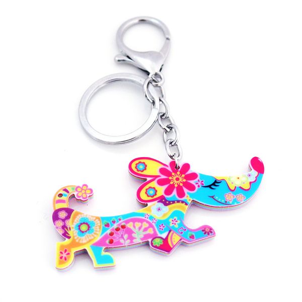 

acrylic swan dachshund dog cat scorpion key chains cute keychain rings animal jewelry for women girl ladies handbag car charms, Silver