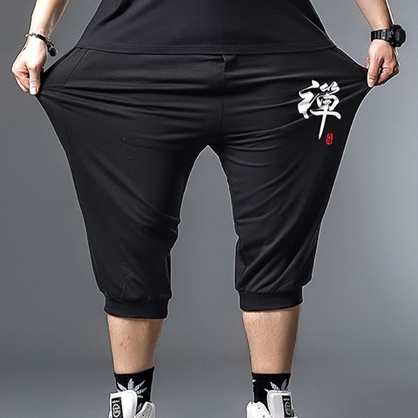 

men plus size xl-7xl pant daily casual sport men summer new cropped pants oversized, Black