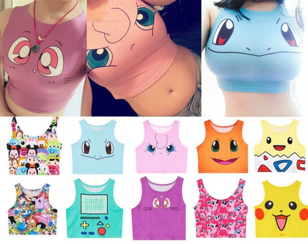 

womens fashion tank crop summer tank girls cosplay go pocket monster sailor moon crystal vest tank shirt, White