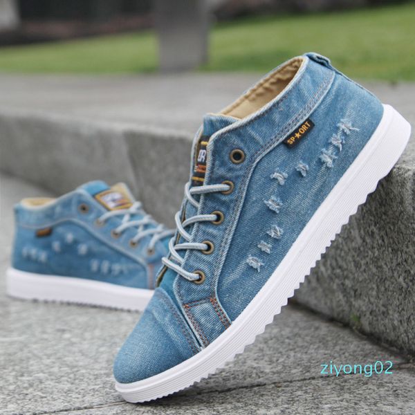 

fashion denim man canvas shoes men shoes casual high sneakers 2019 summer breathable plimsolls male footwear men's flats z02, Black