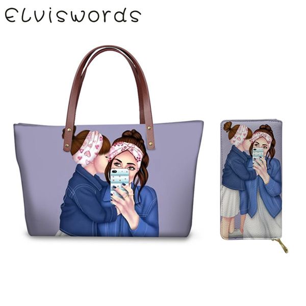 

elviswords super mama child girls print women coin case wallet handbags large capacity ladies totes bags torebki damskie funny