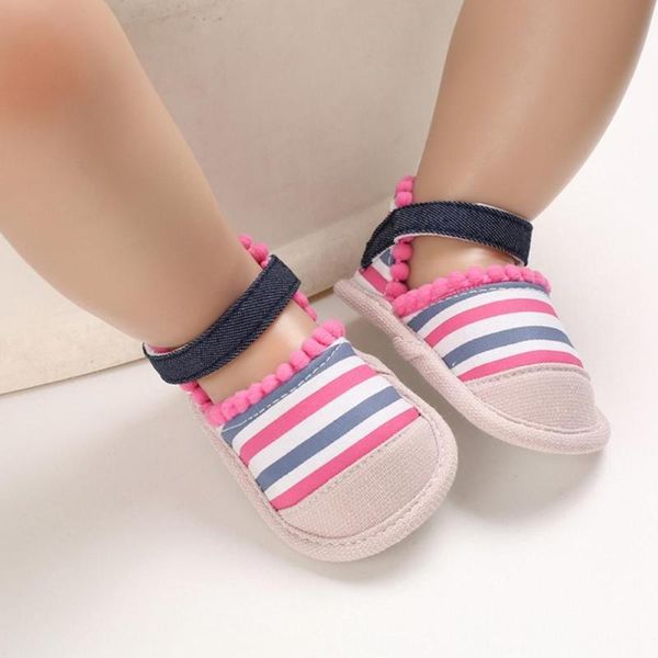 

summer baby girls breathable anti-slip striped sandals, Black;red