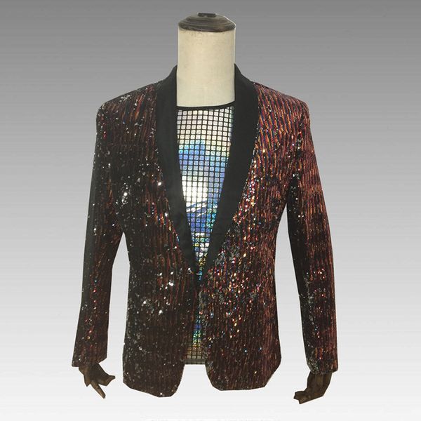 

personalized fashion color sequin man banquet blazer jacket men's nightclub dj dance stage performance costumes man talicoat, White;black