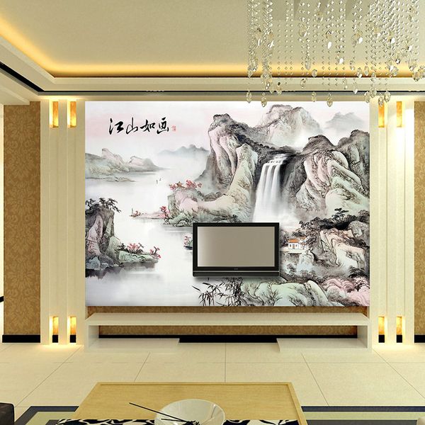 

chinese style classic wash painting wallpaper jiangshan picturesque size customized large mural decorate living room bedroom tv sofa wall