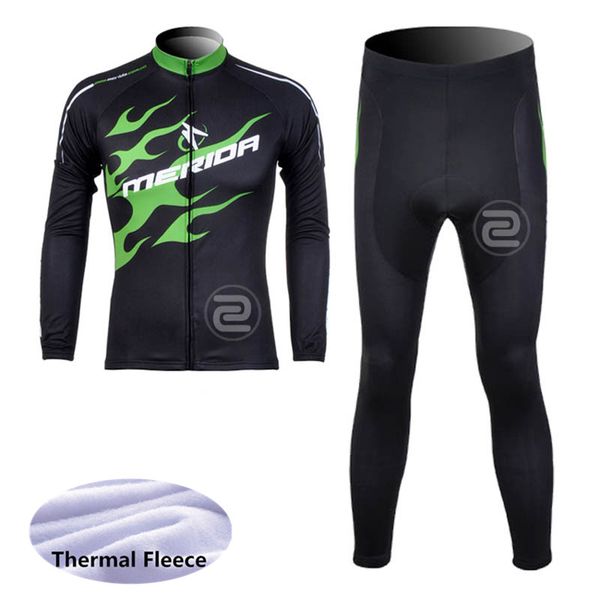 Merida Fleece Cycling Long Kit Men/'s Thermal Winter Bicycle Jersey and Pants Set