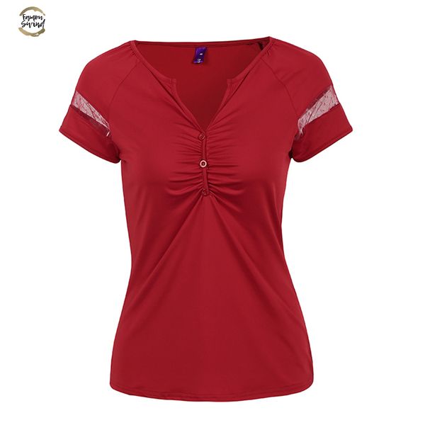 

2019 летняя мода tshirt женщины эффекты цвет край сращивания короткие mouwen плюс размер женская одежда рюшами v -neck повседневный top, White