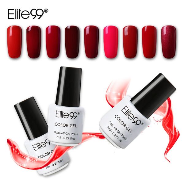 

elite99 7ml uv gel nail polish led lamp gel lacquer polish pure colors semi permanent varnish nail primer base top, Red;pink