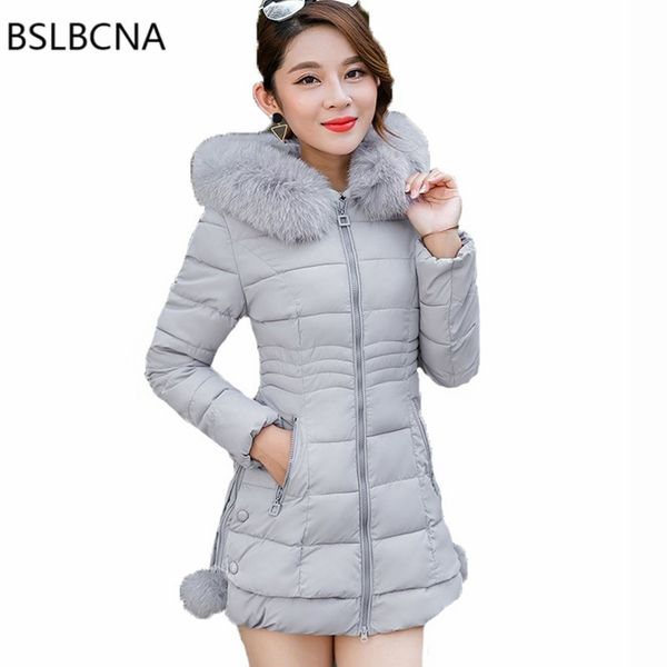 

plus size clothes korean fashion overcoat mid length parka feminina big hair collar down cotton female winter jacket women a450, Tan;black