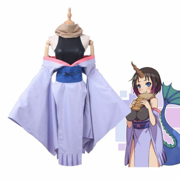 

новый! dragon maid elma кимоно техники костюм косплей костюмы мисс кобаяши, Black;red
