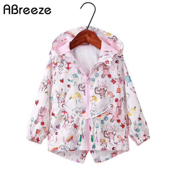

2018 summer autumn children outerwear new animal print style jackets for girls 2-8t kids windproof coats girls cq069, Blue;gray