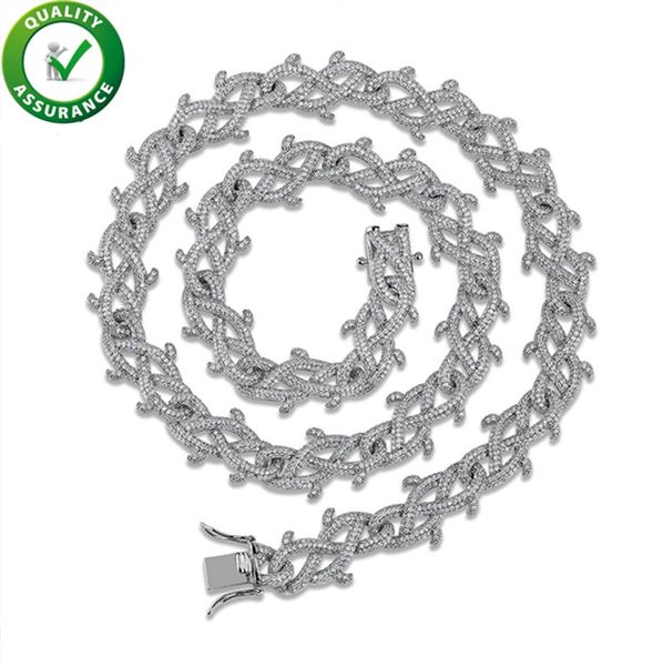 

luxury designer necklace mens iced out gold chain hip hop jewelry bling diamond miami cuban link pandora style charms fashion accessories, Silver