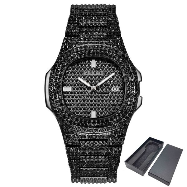 

ice-out bling diamond watch for men women hip hop mens quartz watches stainless steel band business wristwatch man gift v191202, Slivery;brown