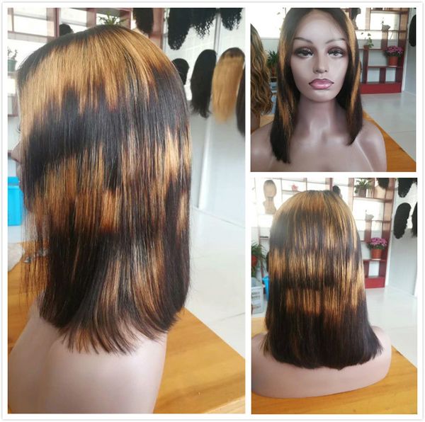 F1b 27 Short Pixie Brazilian Straight Human Hair Ombre Lace Front