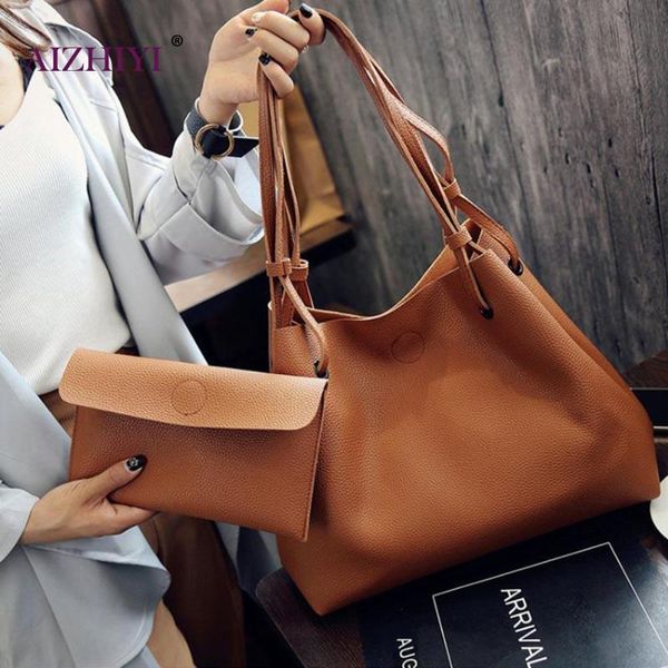 

2pcs / комплект сумки женщин мода pu кожа сцепления женщины девушки sling сумка женский плеча топ-ручка сумки болса feminina 2018 года y1906