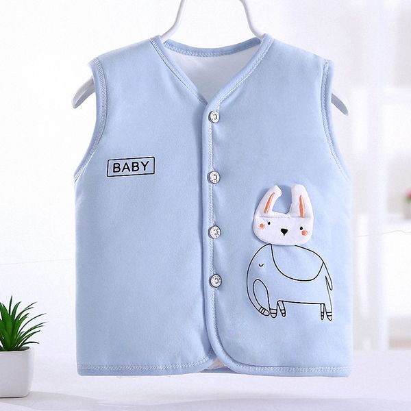 

autumn winter baby warm thick vest 100% cotton cartoon cute vest for 6-48m baby boy girl children kids soft outwear clothes, Blue