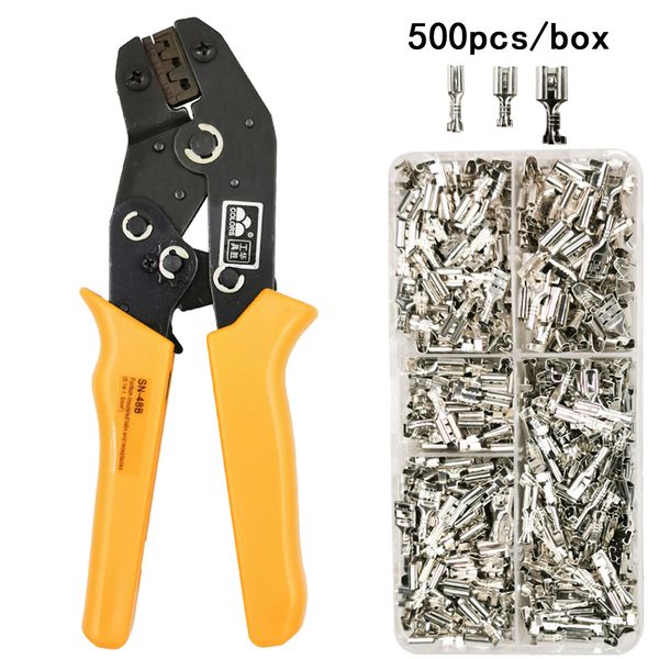 

colors sn-48b wire crimping plier 0.5-2.5mm2 20-13awg precision jaw with 500pcs/lot tab 2.8 4.8 terminals sets tools