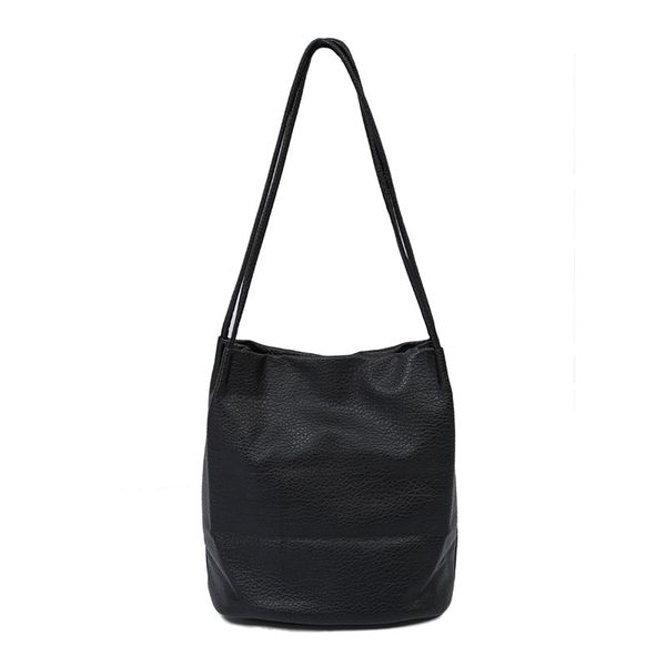 

women leather handbags bucket shoulder bags ladies cross body bags large capacity ladies shopping bag black