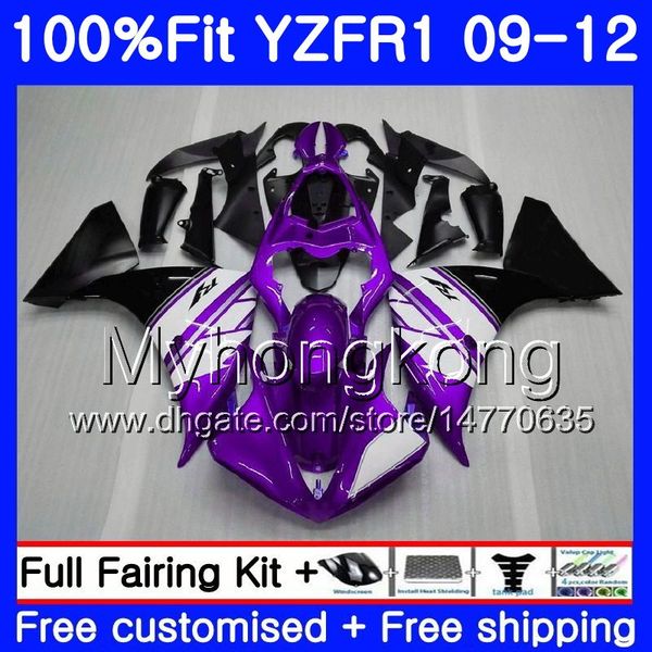 Injeção Para YAMAHA YZF 1000 R 1 YZF R1 2009 2010 2011 2012 Roxo branco quente 241HM.33 YZF-1000 YZF-R1 YZF1000 YZFR1 09 10 11 12 Carenagem Kit