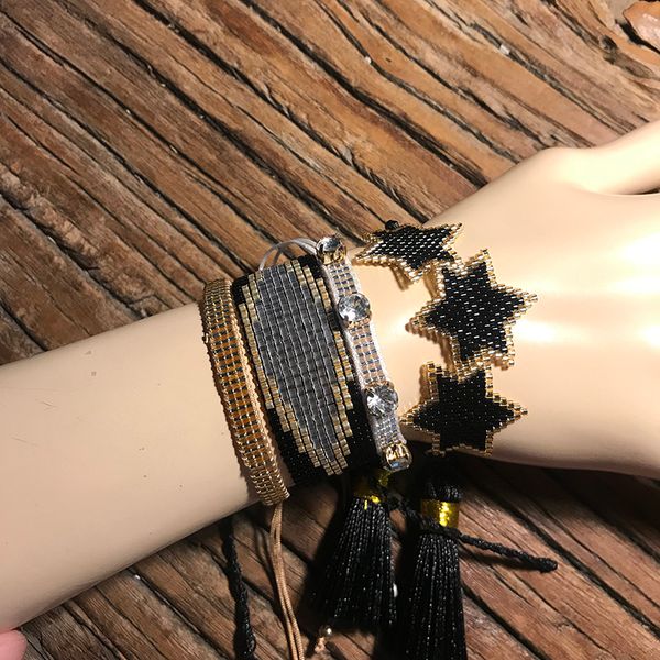 

rttooas fashion star charm bracelet pulseras mujer 2020 female bracelets handmade woven tassel jewelry armband gifts, Golden;silver