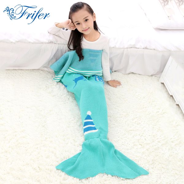 

150x70cm children yarn knitted mermaid tail blanket handmade crochet mermaids blanket throw bed sofa wrap lovely sleeping bag
