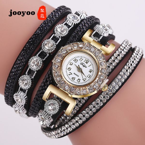 

european style circle ladies bracelet watch korean fashion casual velvet full diamond alloy women's dress fashion watch jooyoo, Slivery;brown