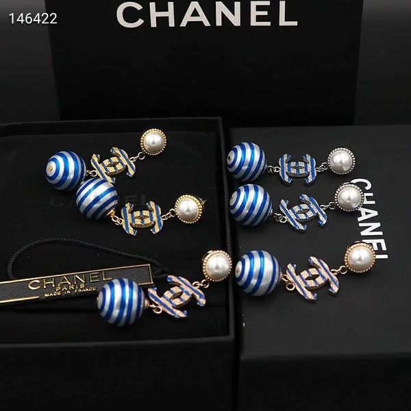 

charm women design pearl drop earrings fashion letter luxury three color jewelry for party wedding christmas gift, Golden