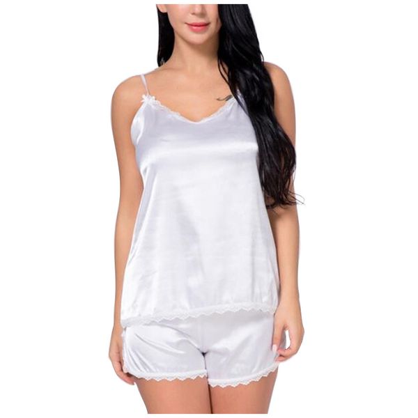 

womens satin sling sleepwear lingerie lace bowknot nightwear underwear set bielizna nocna #3s, Black;red