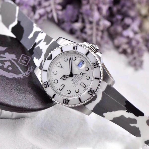 

watch goddess automatic mechanical watch pink rubber belt sapphire mirror.super luminous ceramic ring mouth luxurious goddess style, Slivery;brown