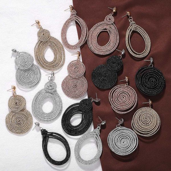 

vedawas trendy charm spiral alloy drop dangle earrings fashion metal statement earrings woman wholesale jewelry handmade gifts, Silver