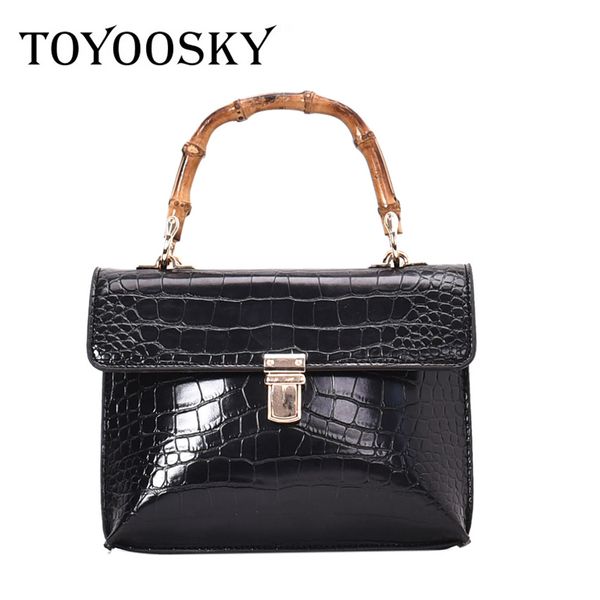 

toyoosky women alligator pu leather handbags bamboo handle shoulder bags ladies black envelope bag bolsas femininas sac
