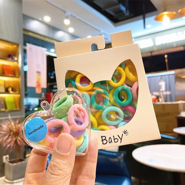 

15/30 pcs new spring korean children basis simple colorful rubber band hair rope fashion sweet girl princess hair accessories, Slivery;white