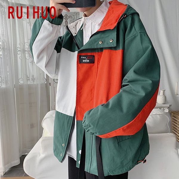 

ruihuo cargo hooded jacket men coat clothes streetwear bomber jacket men hip hop winter coat xxl 2019 autumn, Black;brown