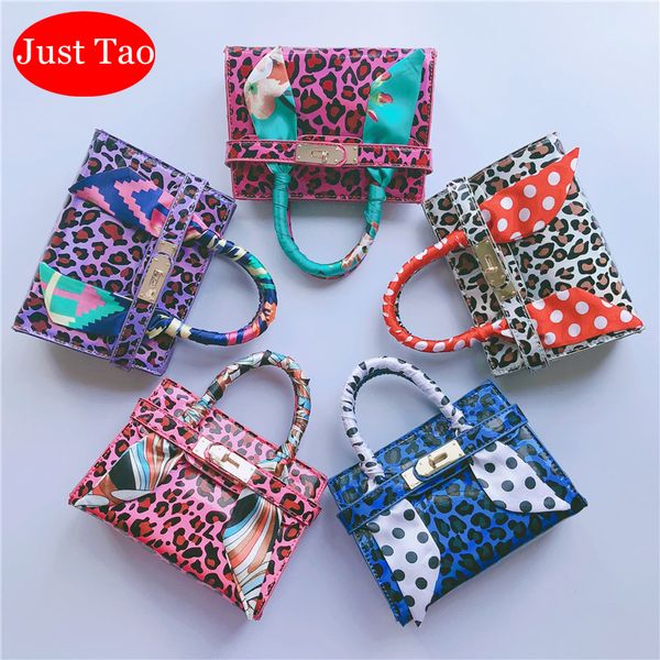 

dhl just tao 5 pieces/lot handbags for wholesale girls leopard chic totes kids fashion bags with ribbon jtd035, White