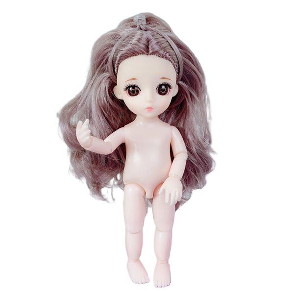 

adorable 16cm 1/12 dolls body fashionable toy kids birthday gift & long hair