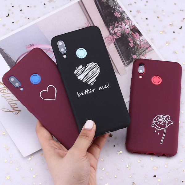 

для xiaomi mi реого примечания huawei mate 20 p 30 китай мобильного телефона модель бургундских сердца роза слеза конфета силикон телефон че