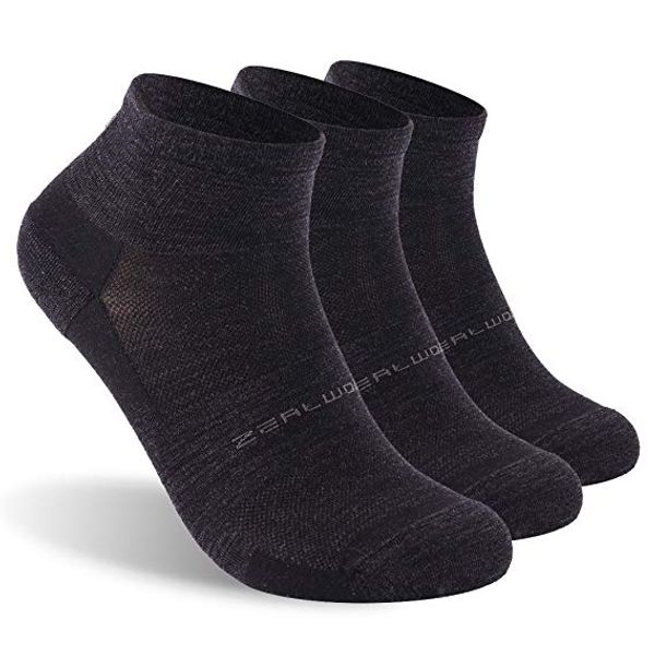 

3 пары спортивных беговых носков, zealwood unisex merino wool anti-blister подушка пешие прогулки носки, Black