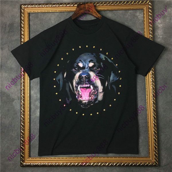 

2020 летний дизайнер мужской одежды дай ротвейлер собака алмаз 3d тенниска женщин короткий рукав тенниска моды футболки хлопок случайные тро, White;black