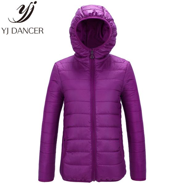 

yj dancer 2018 women ultra light down jacket hooded winter duck down jackets women slim long sleeve parka zipper coats yzh526, Black