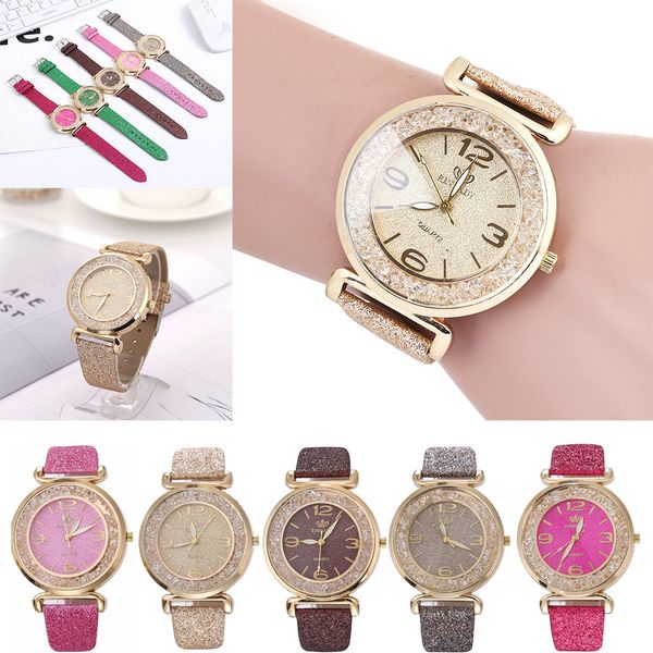 

montres femmes 2019 luxe watch women crystal analog quartz wristwatch female clock horloges vrouwen reloj pulsera mujer, Slivery;brown