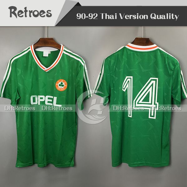 

1990 1992 ireland retro soccer jersey 90 92 world cup ireland green home classic jersey world cuvintage irish classic football shirts, Black;yellow