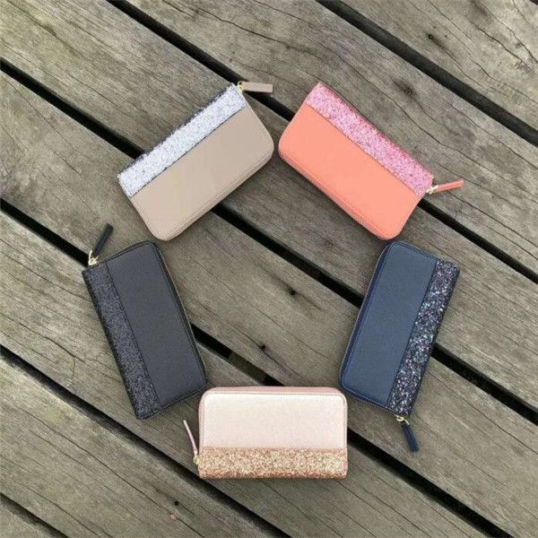 

selling brand designer glitter wallets shining new zipper cluth bag 5 colors shining for women, Red;black